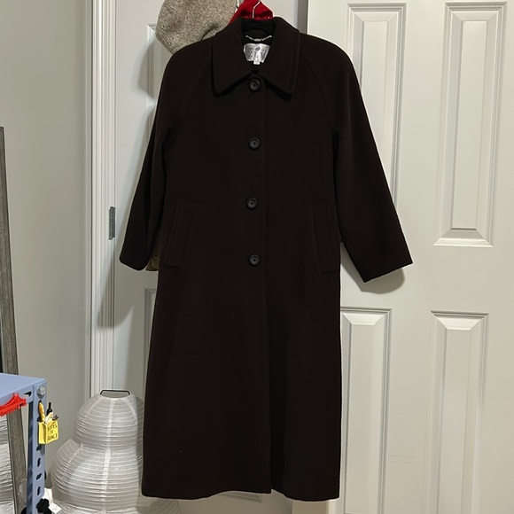Vintage brown long trench coat peacoat button from long coat - Picture 1 of 6